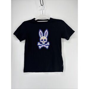 Psycho Bunny Day Of The Dead Black T-Shirt Kids 10-12 Pima Cotton